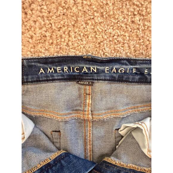 American Eagle Airflex+ Patched Ripped Slim Straight Jeans Men’s 32x32 Blue Dist - Picture 2 of 8